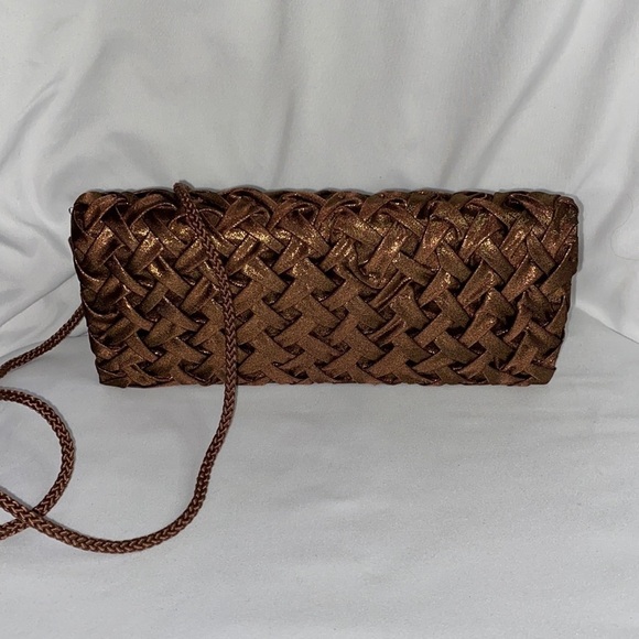 Triangular Clutch, Crossbody Purse with Golden Shimmer - Picture 2 of 7